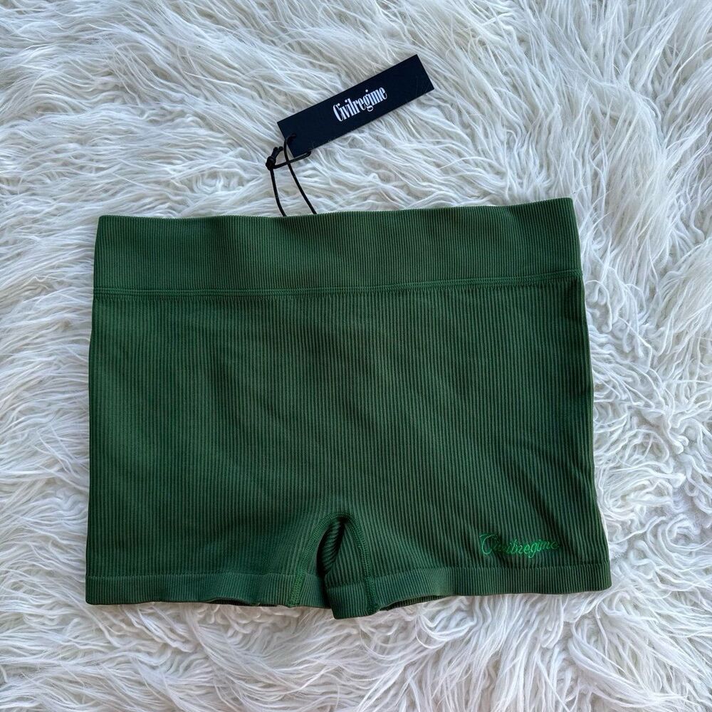 Civil Regime x No Tomorrow Ribbed Shorts Green Size XL